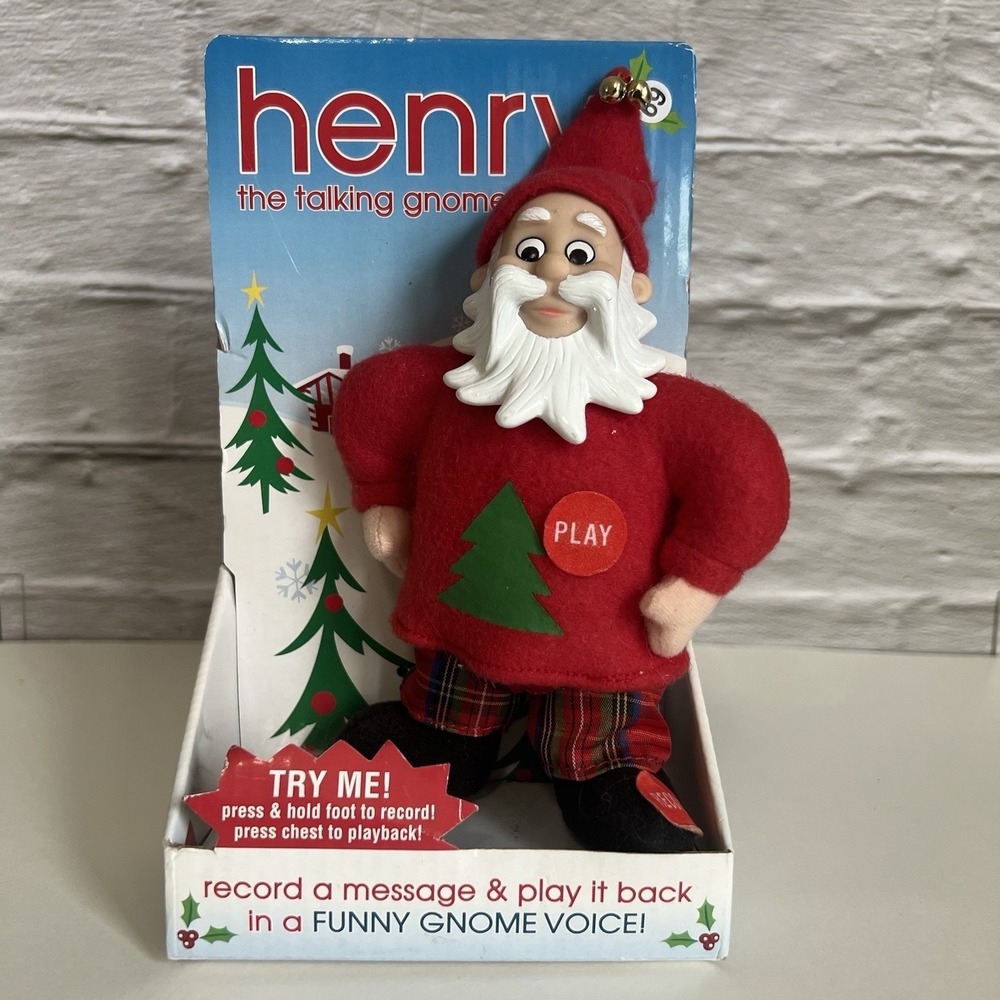 Two's Company Henry The Talking Gnome Christmas Edition 7" Tall
